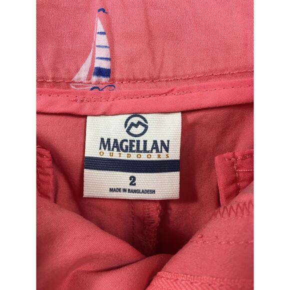 Magellan Outdoors Shorts Womens 2 Pink with Sailboat‎ Pattern Sailing Boating - Picture 8 of 9